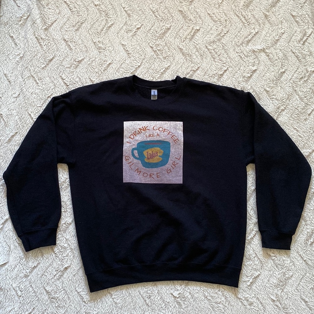 Gildan I Drink Coffee Like A Gilmore Girl Black Sweatshirt